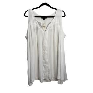Lane Bryant V Neck White Sleeveless Plus Size Top NWT